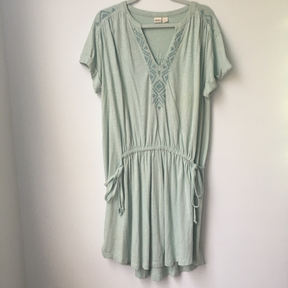 Roxy short sleeves embroidered dress mint aqua XL